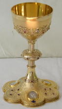 Solid silver gilt antique French Gothic Chalice.